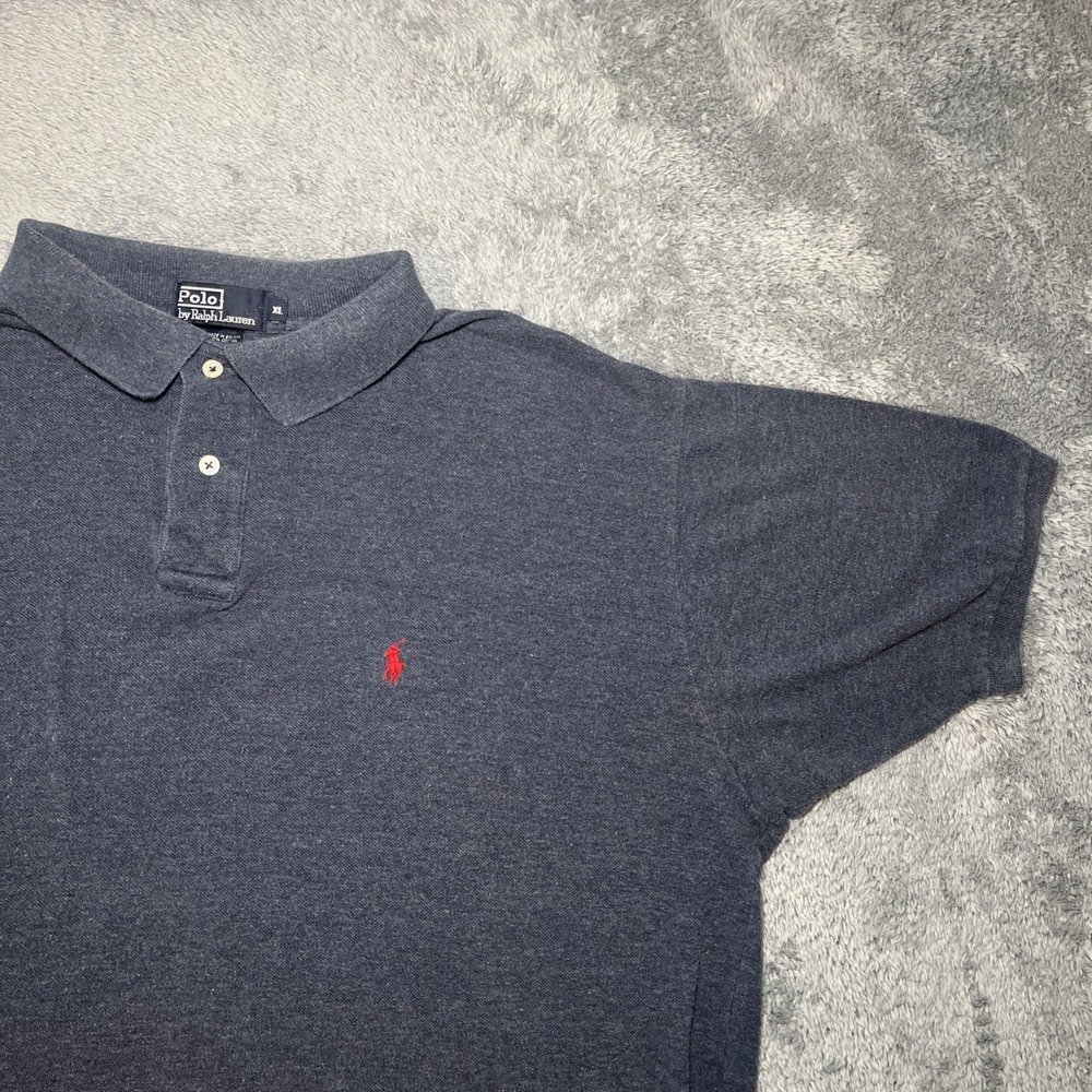 VTG Polo By Ralph Lauren Men's SZ XL Navy/Grey Short Sleeve Shirt Red Pony - Picture 13 of 16